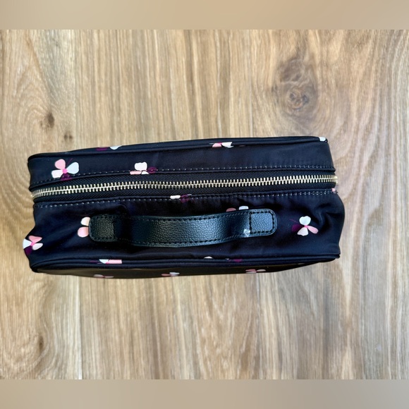 Kate Spade New York Down Dusk Buds Ditsy Nylon Travel Cosmetic Case Navy Pink - Picture 4 of 7